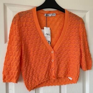 Zara Women's Vibrant Orange Cardigan